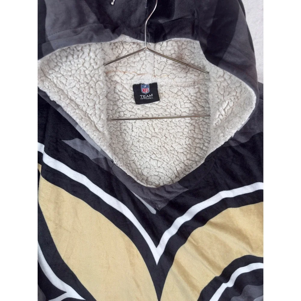 NFL New Orleans Saints Oversized Hooded Blanket Sweatshirt Grey Camo Sherpa